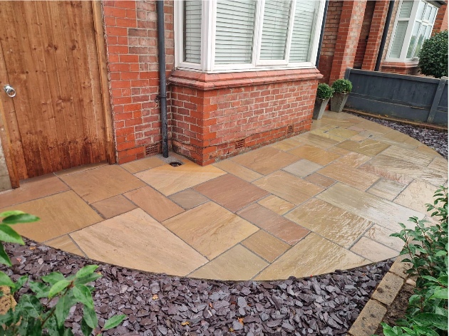 Natural sandstone patio installation Tipperary
