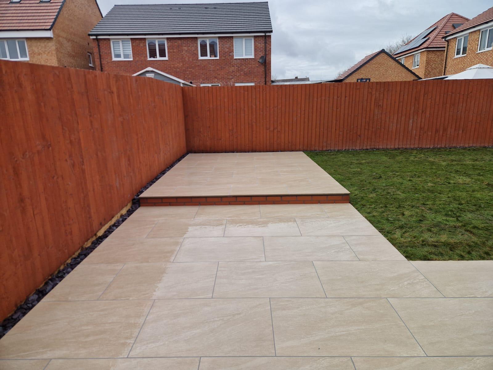 Patio installation in Tipperary — natural stone and porcelain paving
